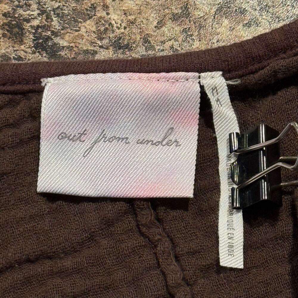 Out From Under Crop Top Gauze Y2K Boho Cottage Grunge Minimalist Brown Medium - Picture 2 of 4